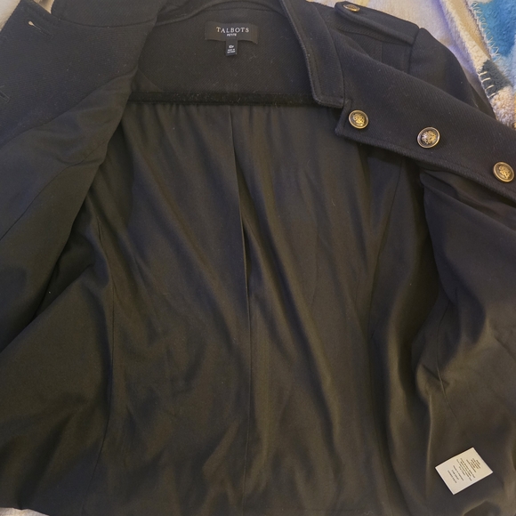 Talbots Petite Black Women's Military Style Jacket with Gold Buttons - Picture 2 of 6